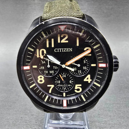 Citizen Eco-Drive Watch men 43mm Black Dial Black Tone Daydate 8729-S105781 Runs0