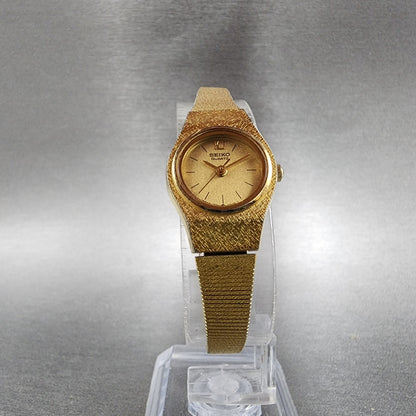 Seiko Watch Women 19mm Gold Dial Gold Tone Round 2P210A79 New Battery VTG5