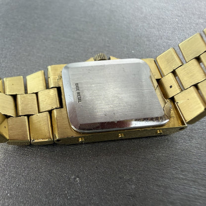 Longines Tank Watch Women 17mm Black Dial Gold Tone Rectangle New Battery9