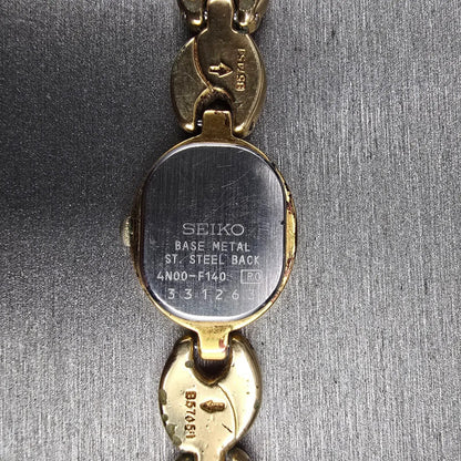 Seiko Watch Women 17mm White Dial Gold Tone Oval 4N00-F140 New Battery Vintage10