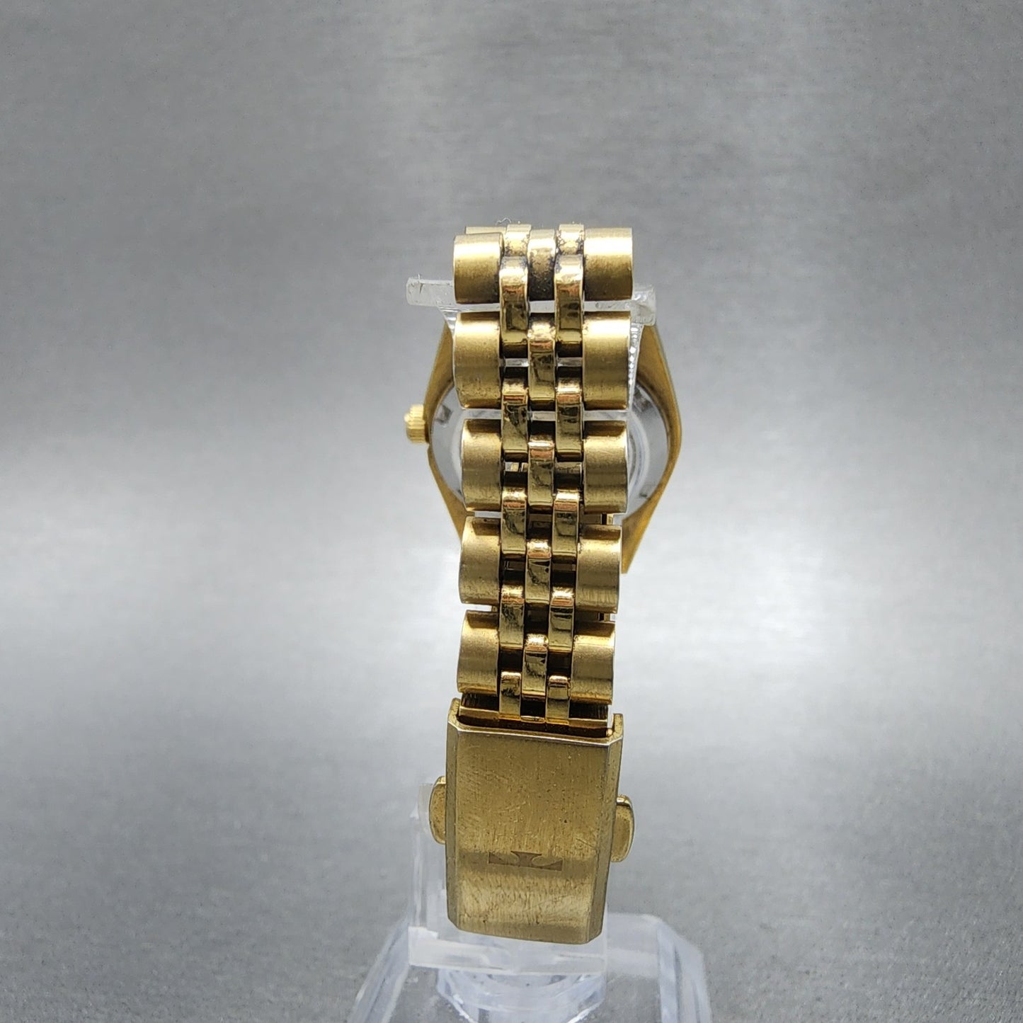 Technos Datejust Watch Women 27mm Champange Dial Gold Tone Date Round New Batt8
