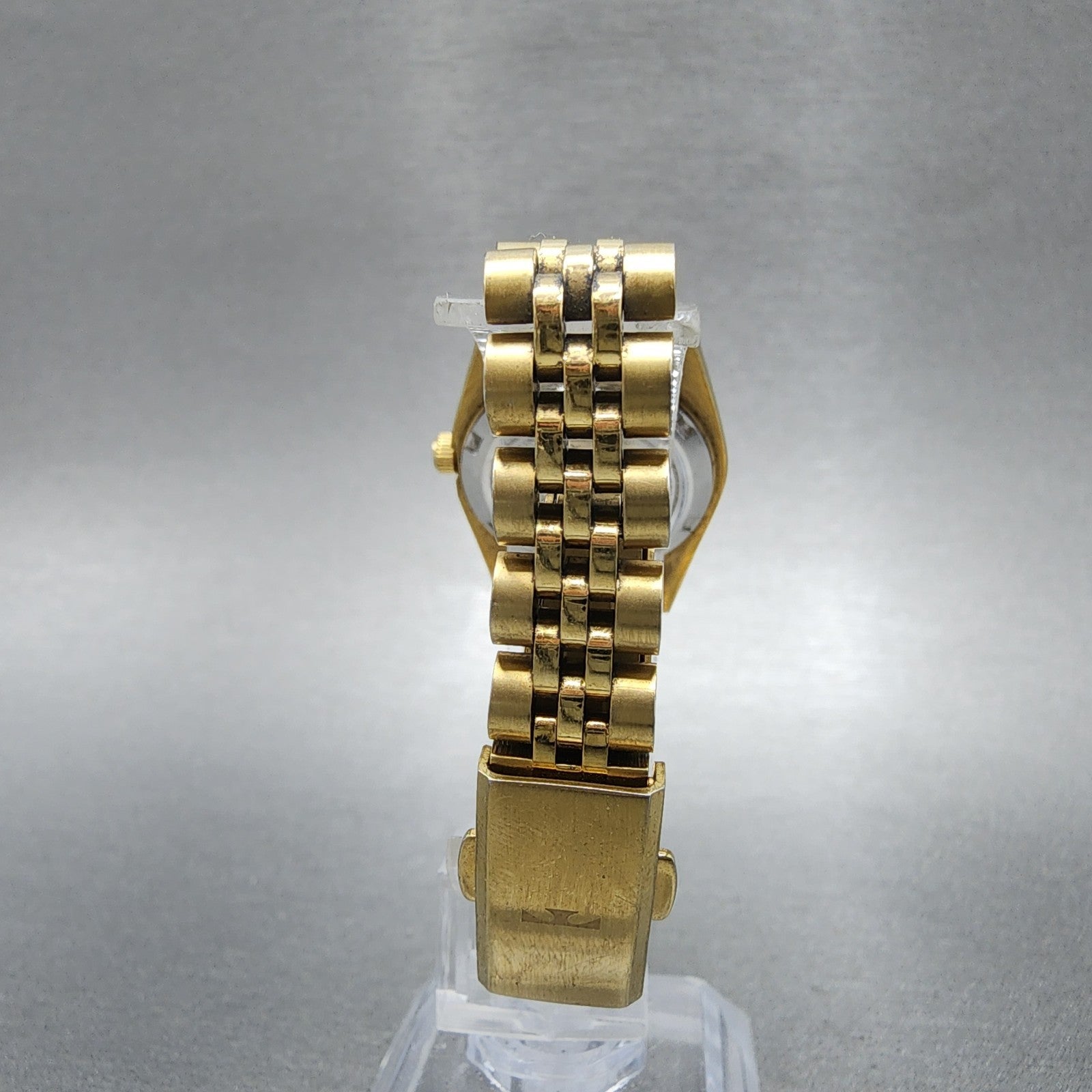Technos Datejust Watch Women 27mm Champange Dial Gold Tone Date Round New Batt8