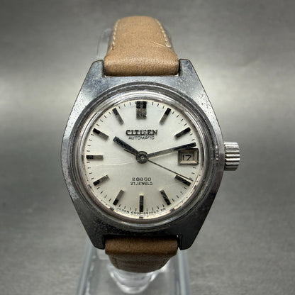 Citizen Automatic Watch Women 26mm White Dial Silver Tone Date Round Runs VTG0