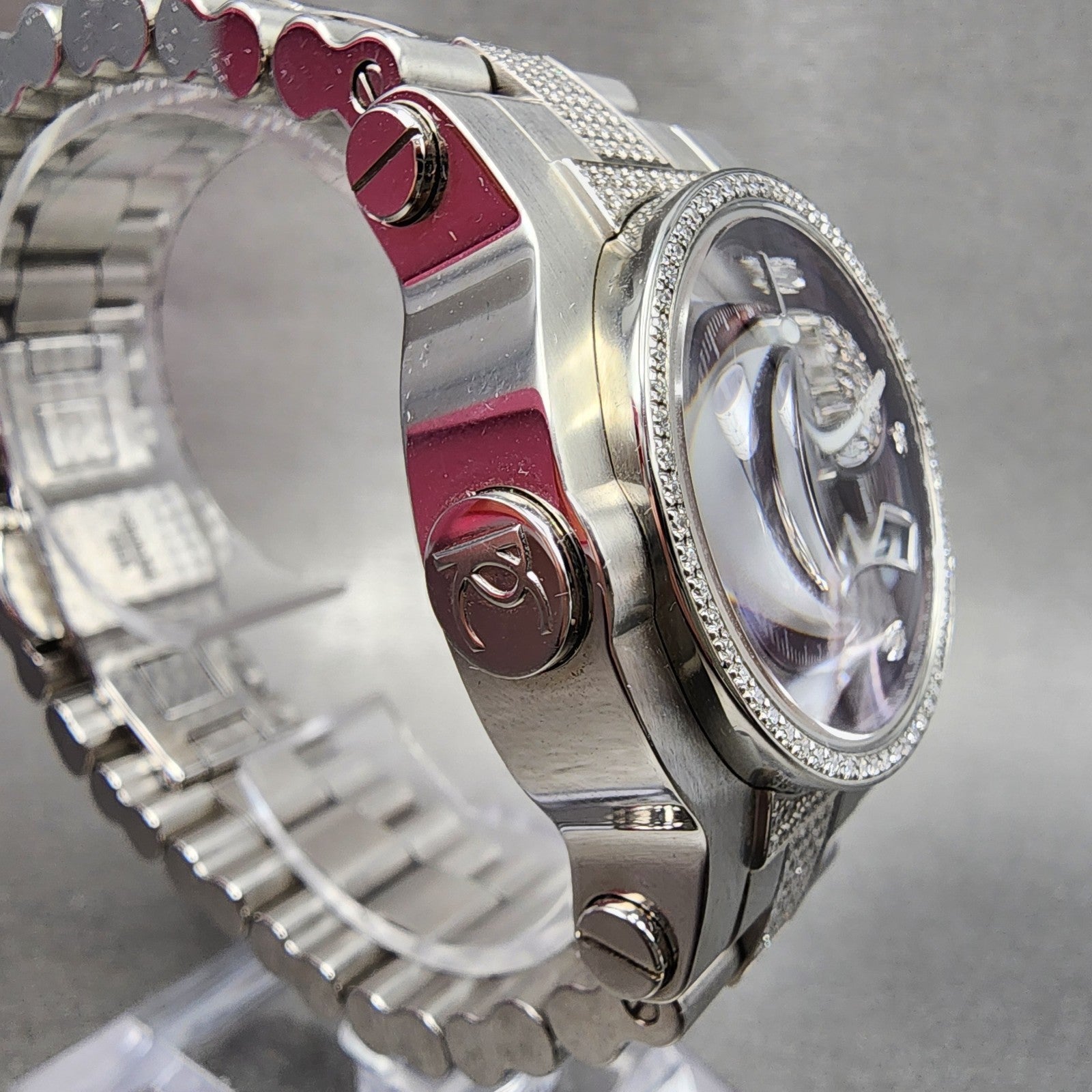 Renato Beauty Chronograph Watch Women 36mm Brown Dial Steel Diamond New Battery4