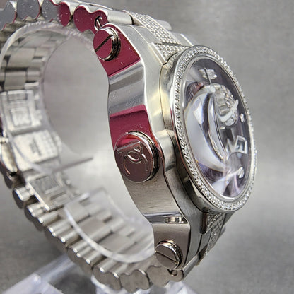 Renato Beauty Chronograph Watch Women 36mm Brown Dial Steel Diamond New Battery4