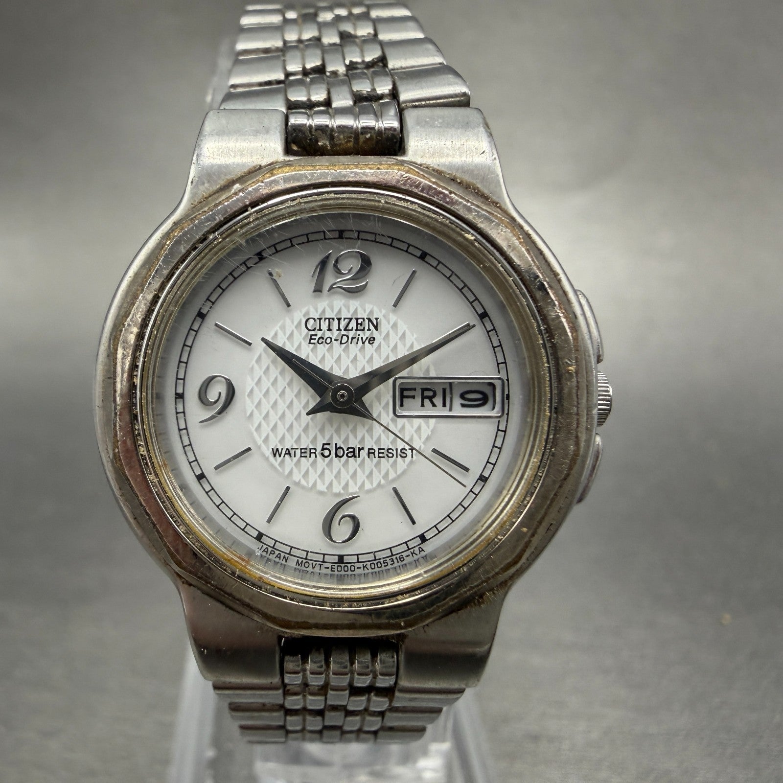 Citizen Eco-Drive Watch Women 26mm Gray Dial Steel Daydate E000-K003342 Runs0
