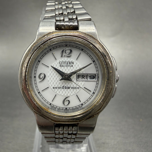 Citizen Eco-Drive Watch Women 26mm Gray Dial Steel Daydate E000-K003342 Runs0