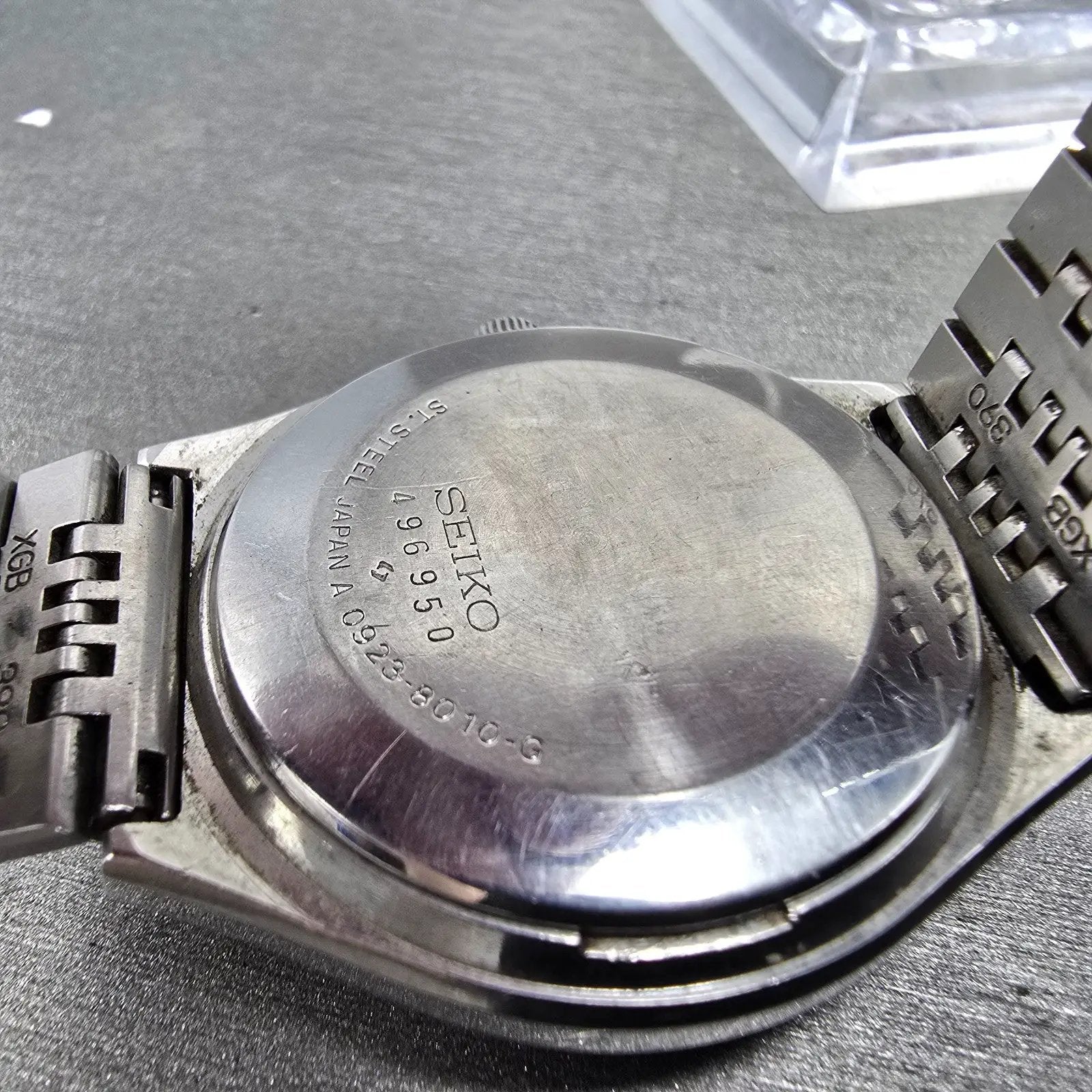 Seiko QZ Watch Men 36mm Blue Dial Silver Tone Daydate READ!!! 0923-8010 New Batt9