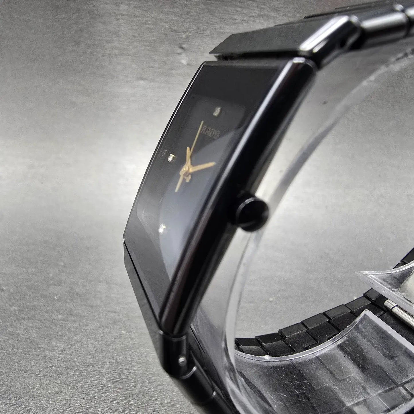 Rado Jubile Watch Men 24mm Black Dial Black Ceramic Rectangle 205.0295.3 New Bat2