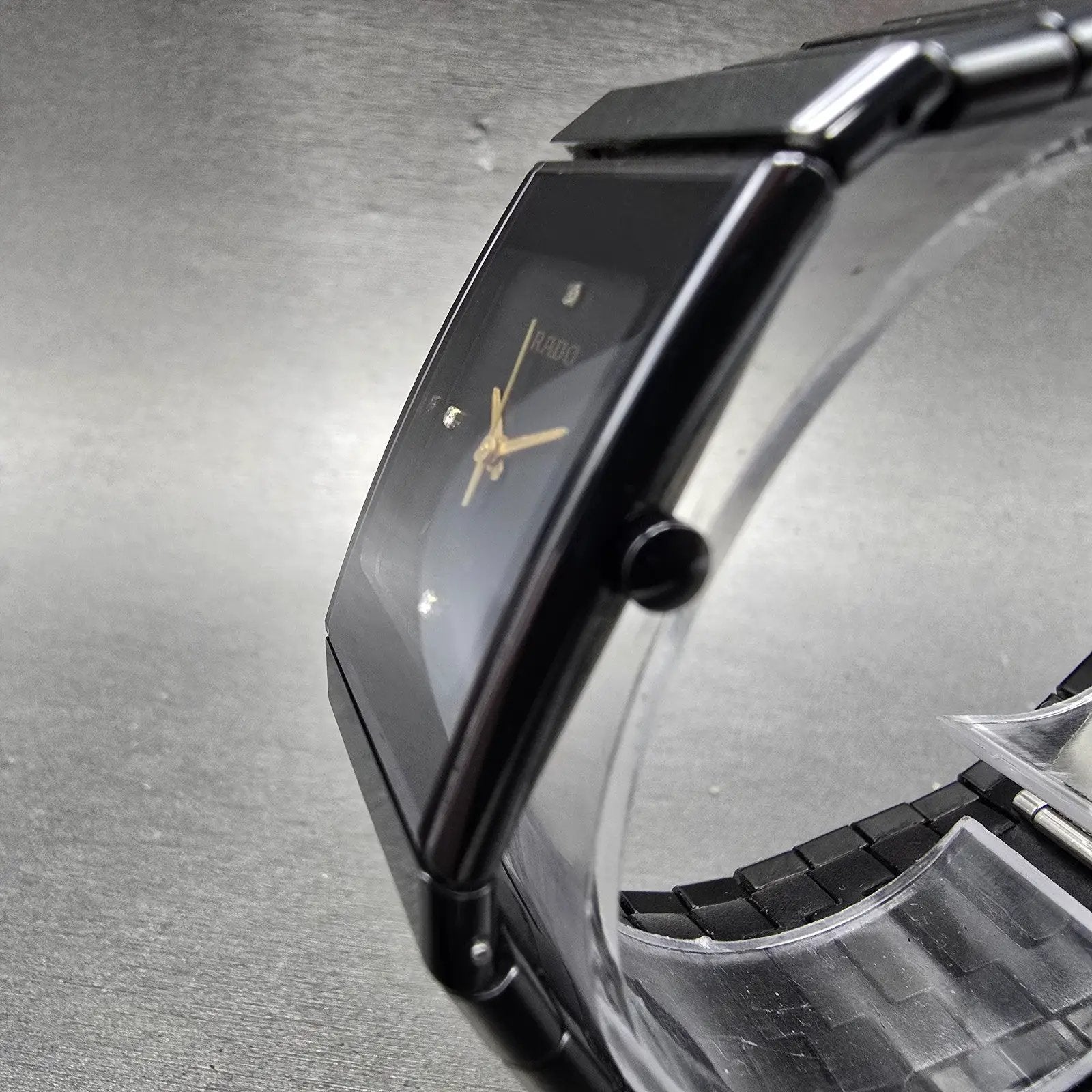 Rado Jubile Watch Men 24mm Black Dial Black Ceramic Rectangle 205.0295.3 New Bat2