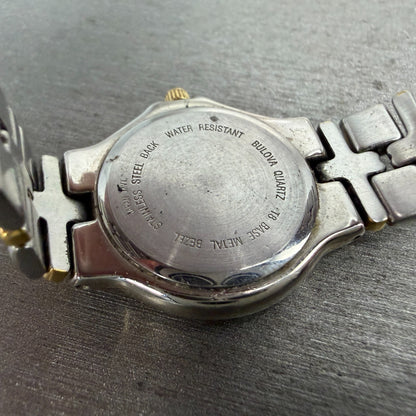 Bulova Watch Women 25mm White Dial Two Tone Date Round 98M36 New Battery K939