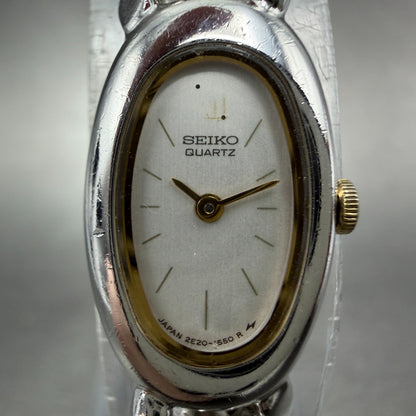 Seiko Watch Women 13mm Silver Dial Silver Tone Oval 2E20-6269 New Battery1