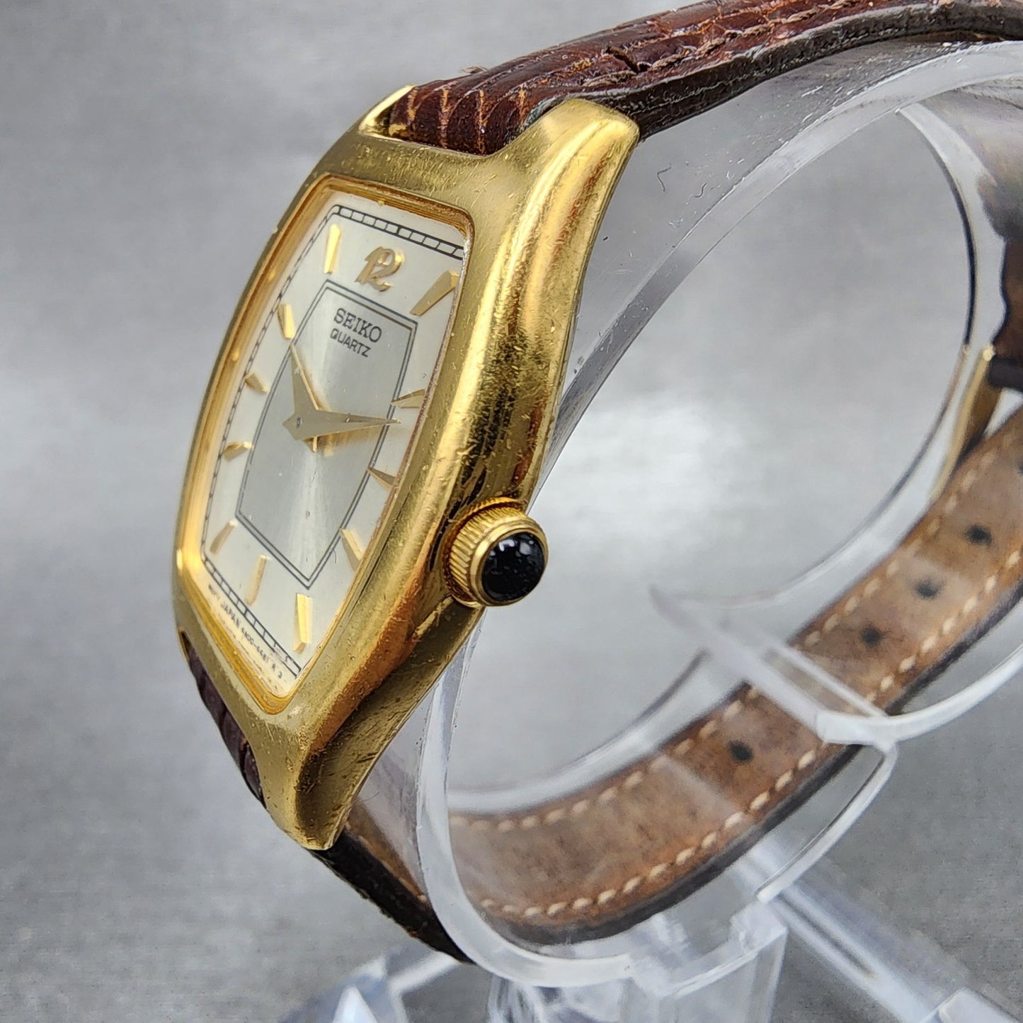 Seiko Watch Women 25mm White Dial Gold Tone Tonneau 4n006451 New Battery2