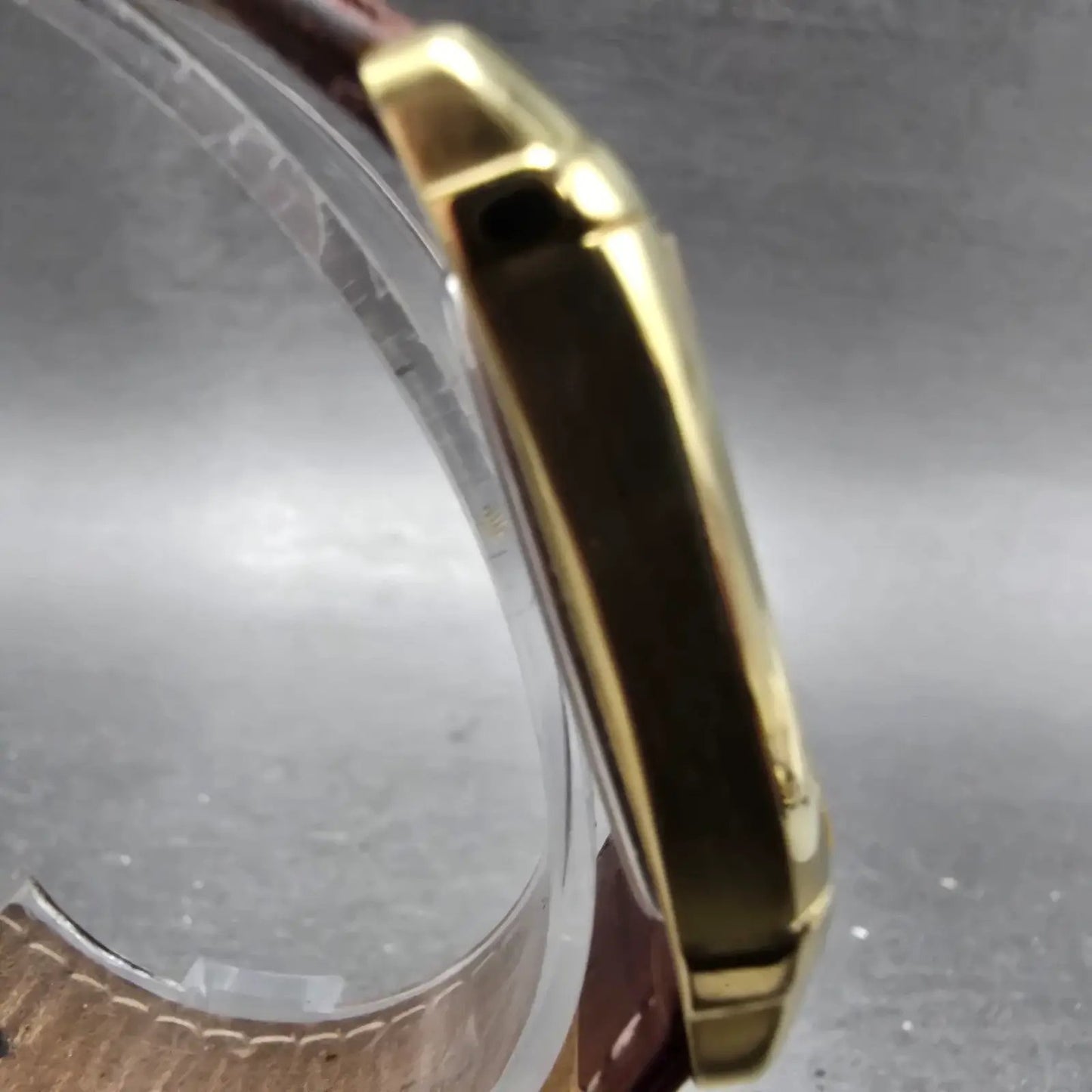 Citizen Eco-Drive Tank Watch Men 25mm Silver Dial Gold Tone Rectangle Date Runs3