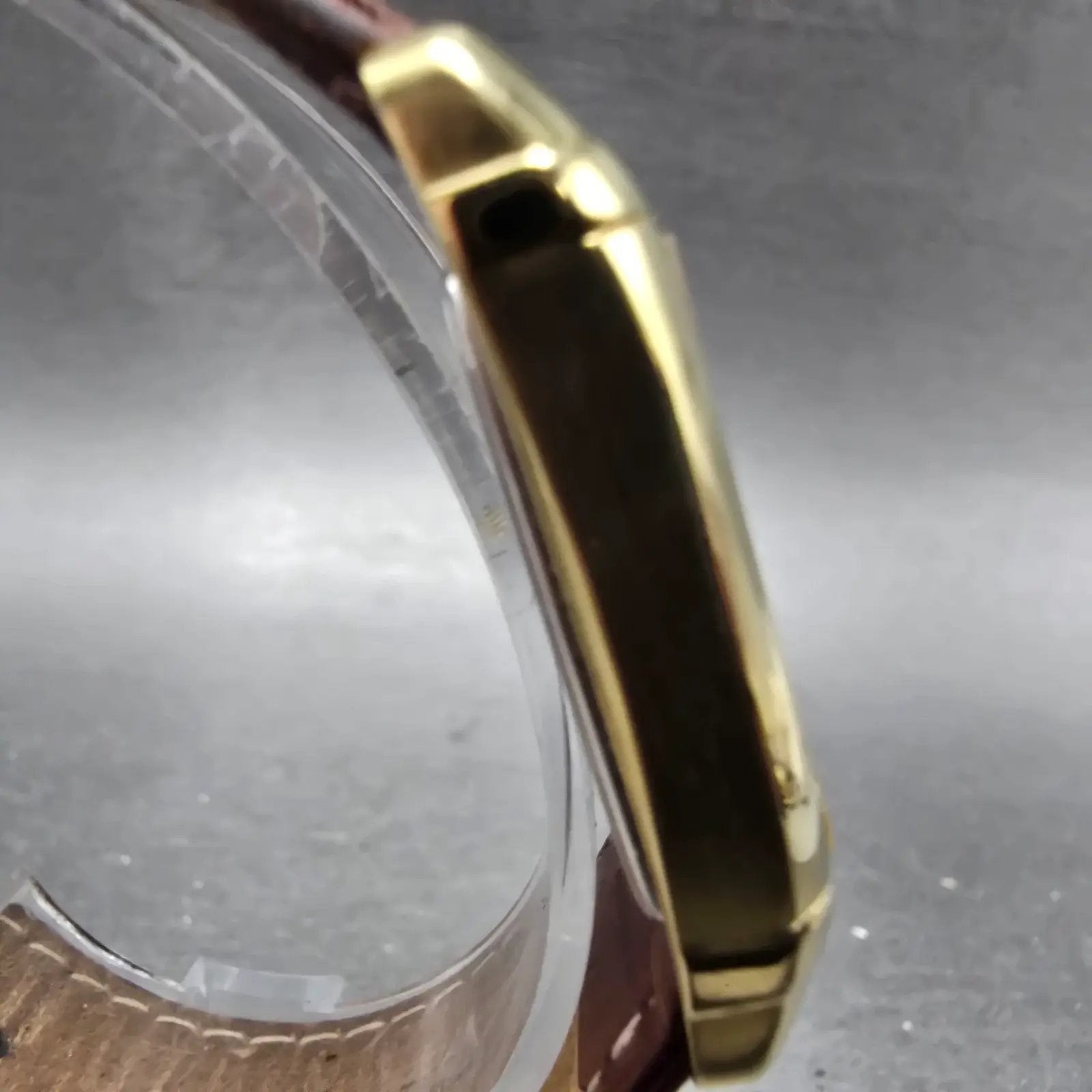 Citizen Eco-Drive Tank Watch Men 25mm Silver Dial Gold Tone Rectangle Date Runs3