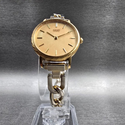 Seiko Watch Women 24mm Gold Dial Gold Tone Round 2320-0129 New Battery Vintage5