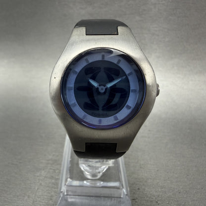 Fossil Big Tic Watch Women 32mm Blue Dial Silver Tone Round JR-7955 New Battery0