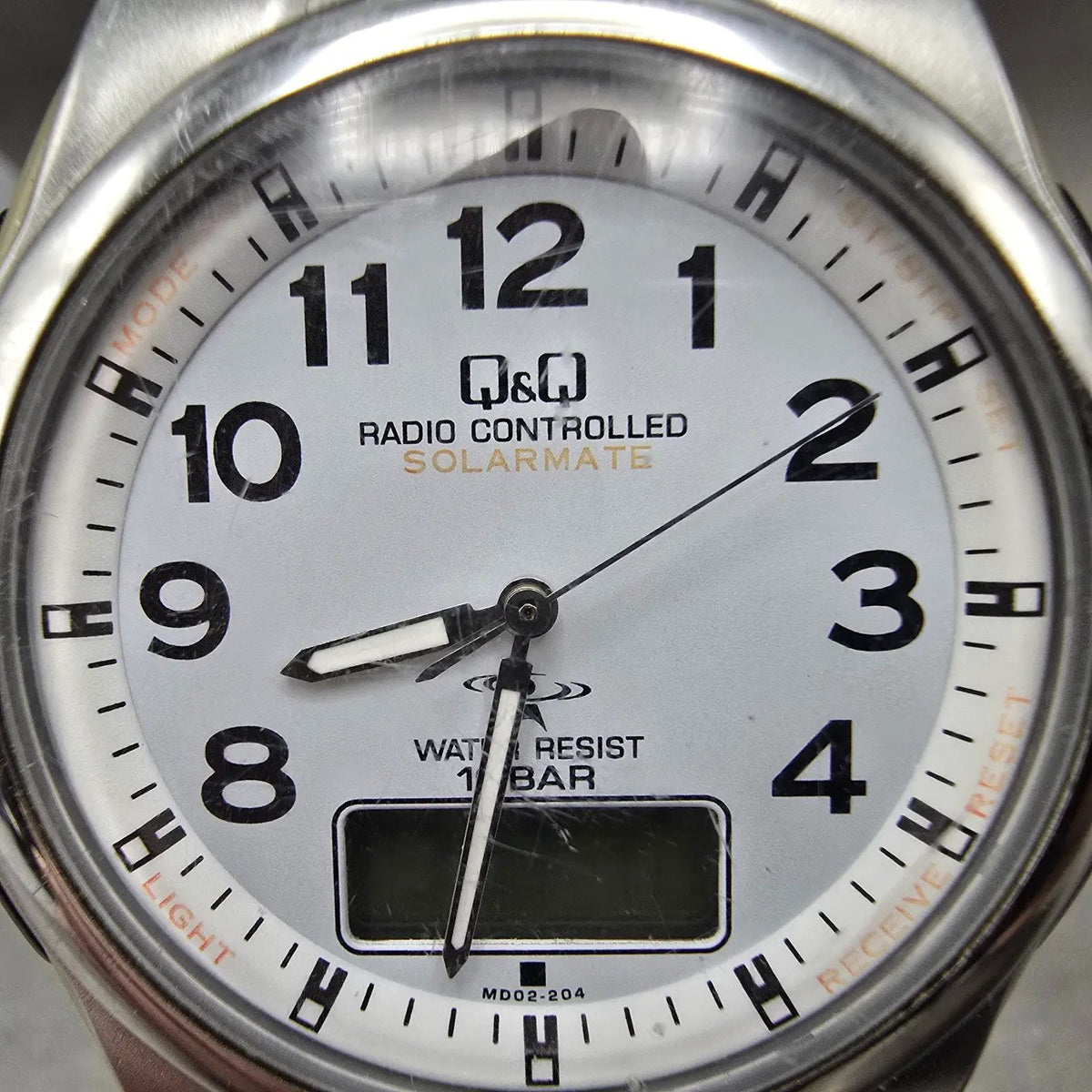 Citizen Q&Q Watch Men 43mm White Dial Silver Alarm Chronograph Solar Works JDM1