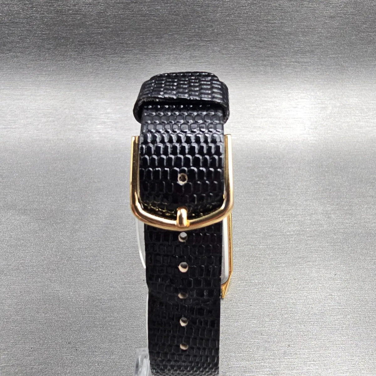 Seiko Pulsar Watch Men 26mm Black Dial Gold Tone Rectangle V500-5C40 NewBatt NOS8