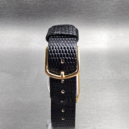 Seiko Pulsar Watch Men 26mm Black Dial Gold Tone Rectangle V500-5C40 NewBatt NOS8