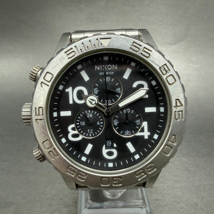Nixon 42-20 Chrono Watch Women 42mm Black Dial Silver Tone Date New Battery0