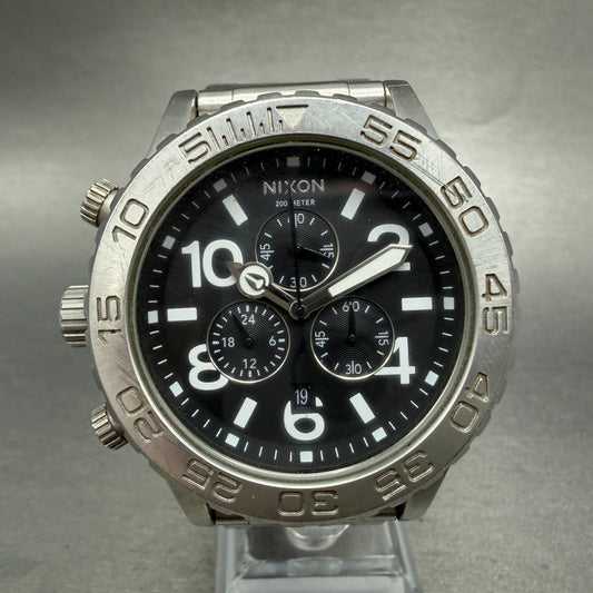 Nixon 42-20 Chrono Watch Women 42mm Black Dial Silver Tone Date New Battery0