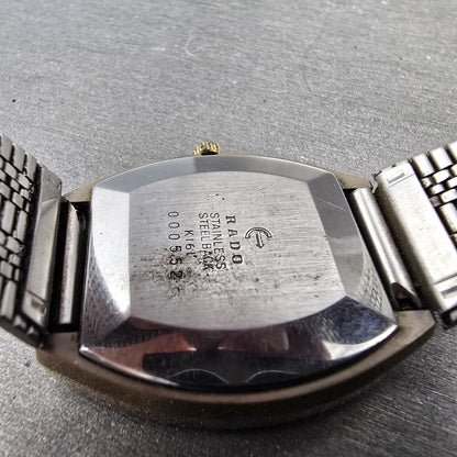 Rado Diastar  Watch Men 32mm Gold Dial Gold Tone Date Oval K162 PARTS10