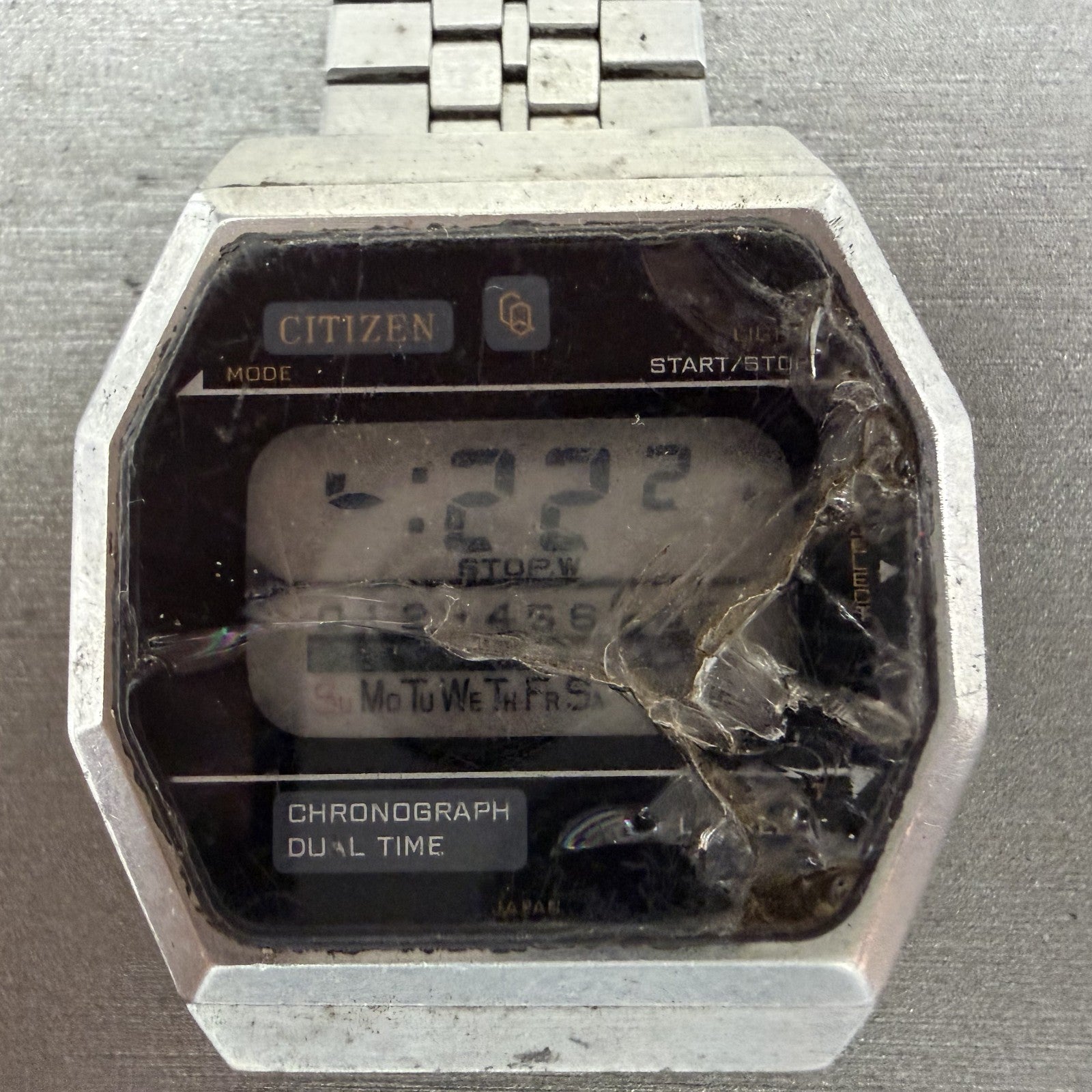 Citizen CQ Digital Watch Men 36mm Chrono Dual Time Octagon 4-097157 PARTS2
