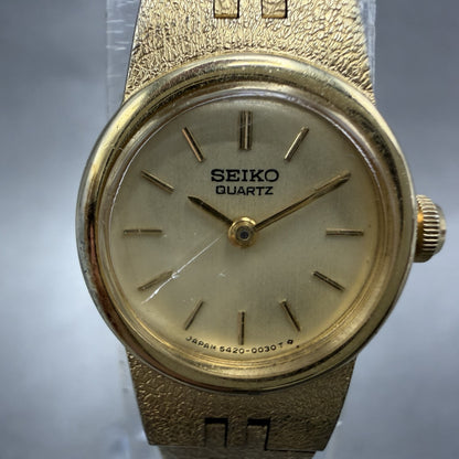 Seiko Watch Women 16mm Champagne Dial Gold Tone Round 54200039 New Battery1