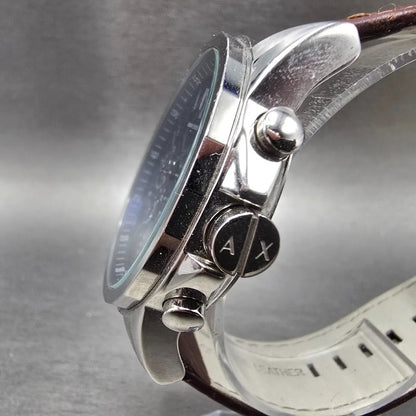 Armani Exchange Chronograph Watch Men 44mm Blue Dial Silver Date New Battery2