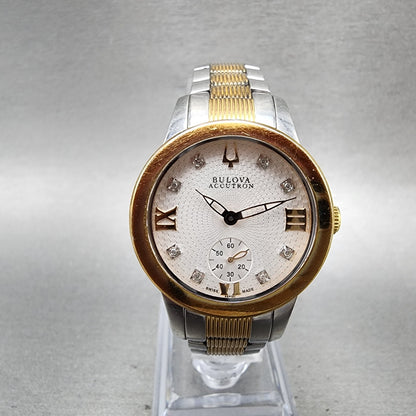 Bulova Accutron Watch Women 31mm White Dial Two Tone Small Seconds Round New Bat0