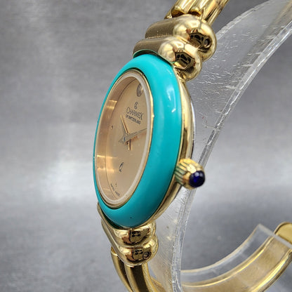 Charmex Watch Women 25mm Gold Dial Gold Tone Round Interchangeable Bezel New Bat2