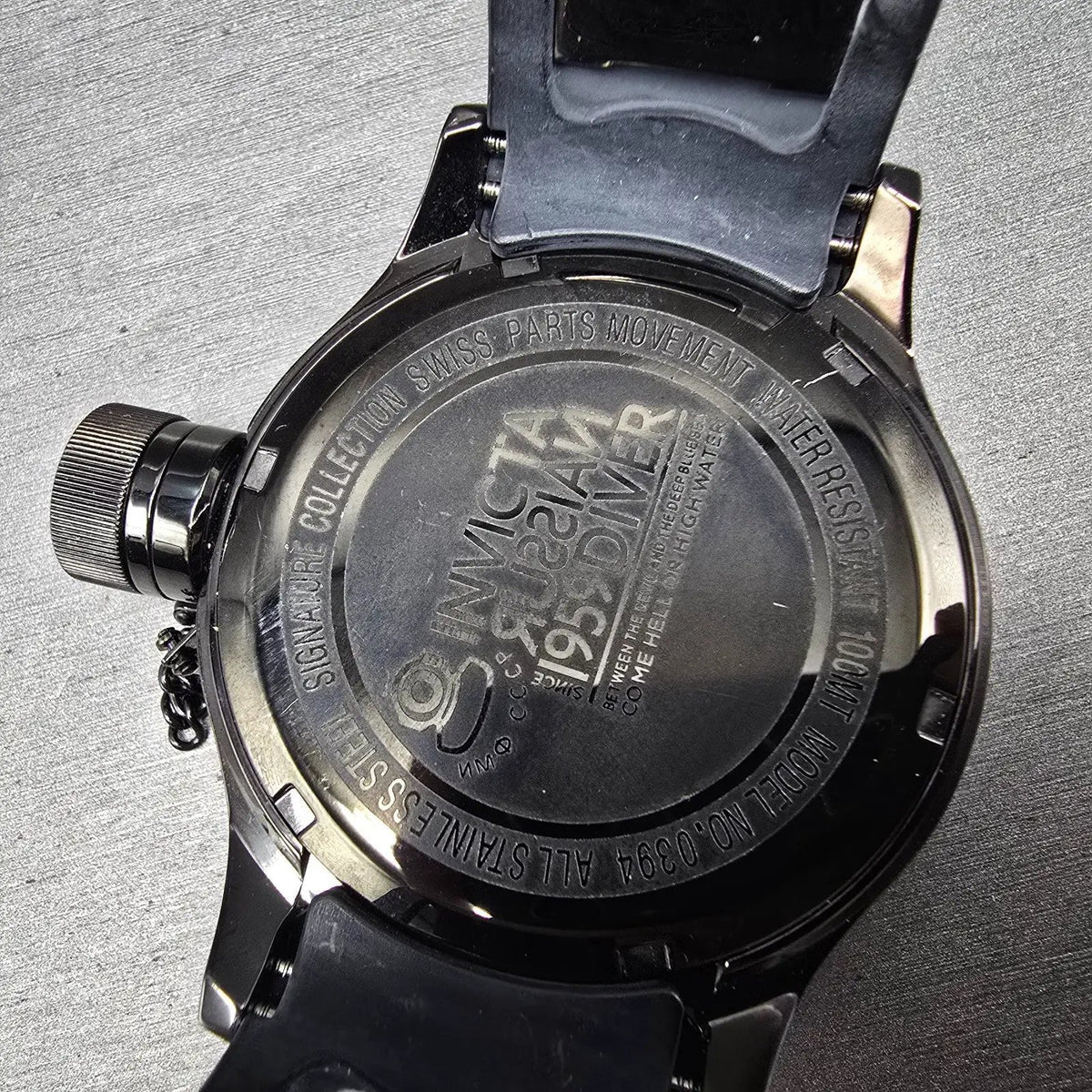 Invicta Russian Diver Watch Men 51mm Black Dial Black Case Round 0394 New Batt6