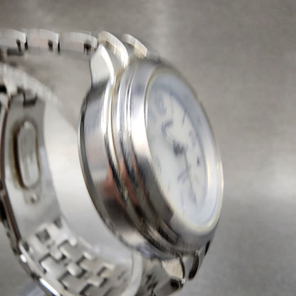 Casio Waveceptor Watch Women 33mm White Dial Silver Tone Date Round Runs READ!!!3