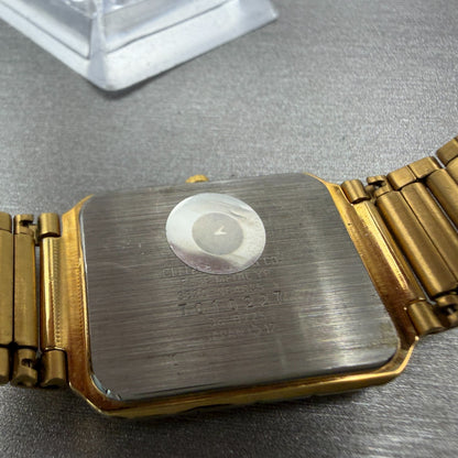 Citizen Tank Watch Men 24mm Gold Dial Gold Tone Rectangle 3620364365 NOS PARTS10