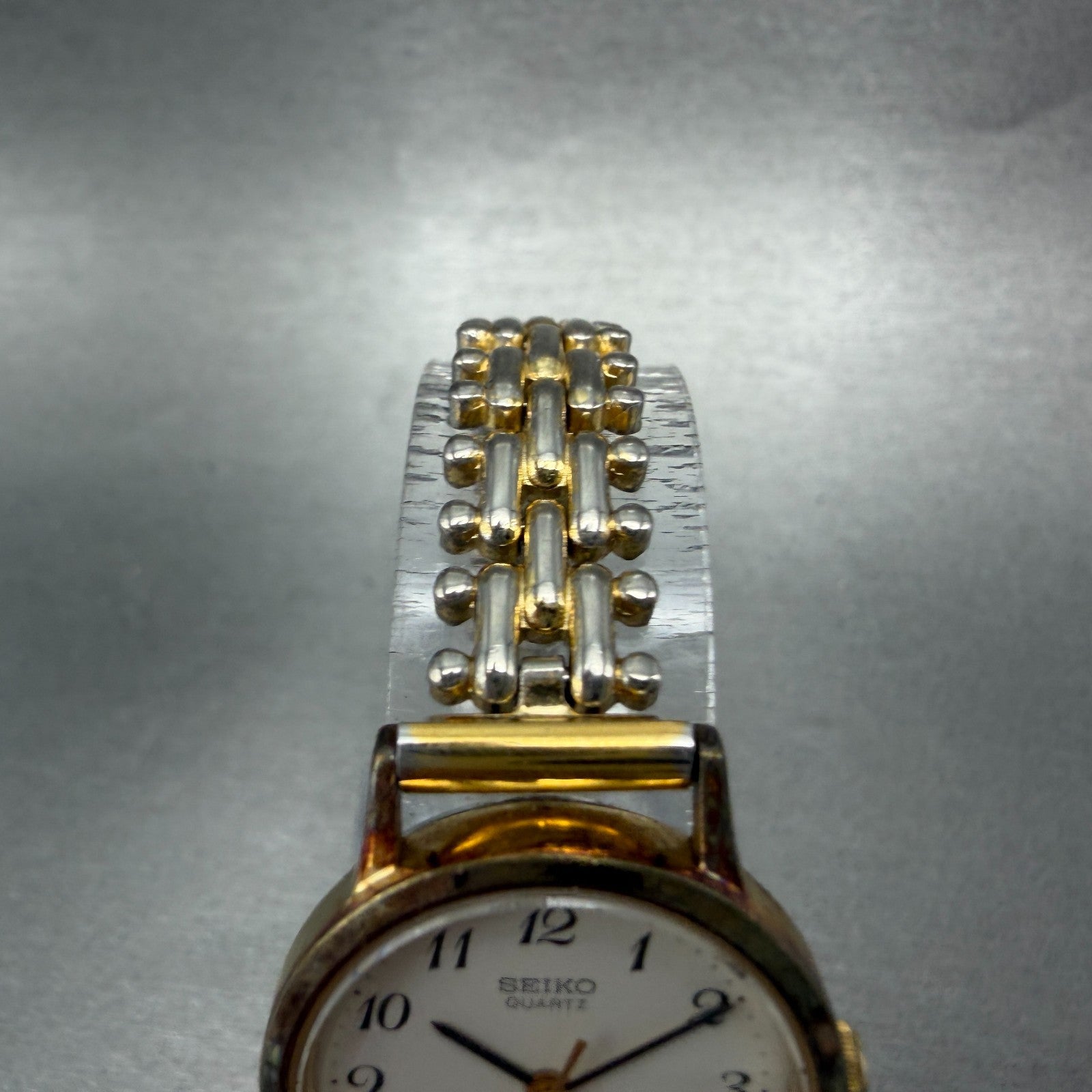 Seiko Watch Women 25mm White Dial Gold Tone Round 5421-0090 New Battery VTG 34