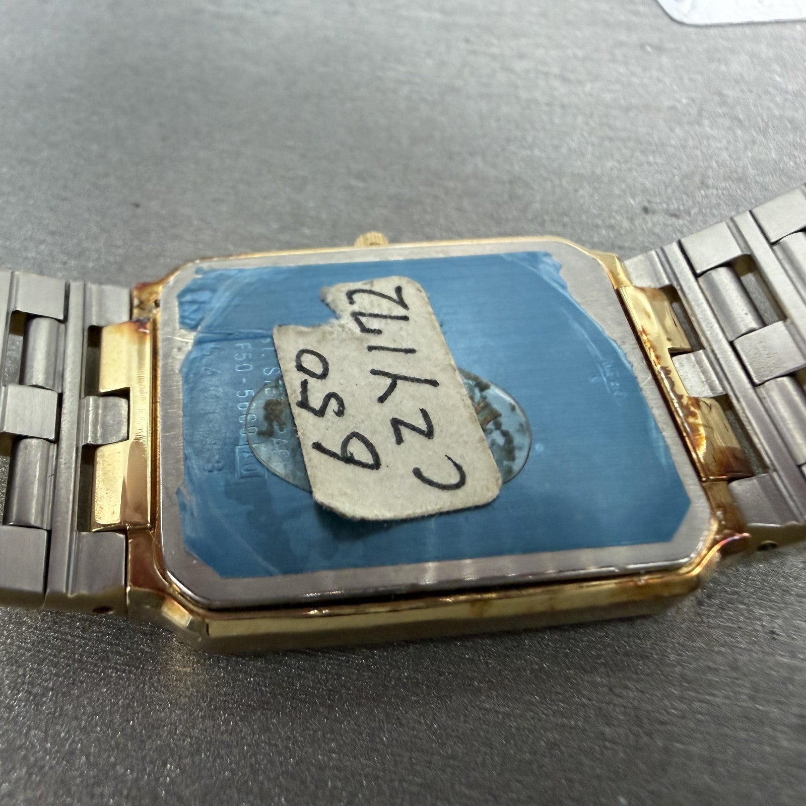 Seiko Lassale Tank Watch Men 25mm Champagne Dial Gold Tone 2F50-5669 New Battery9