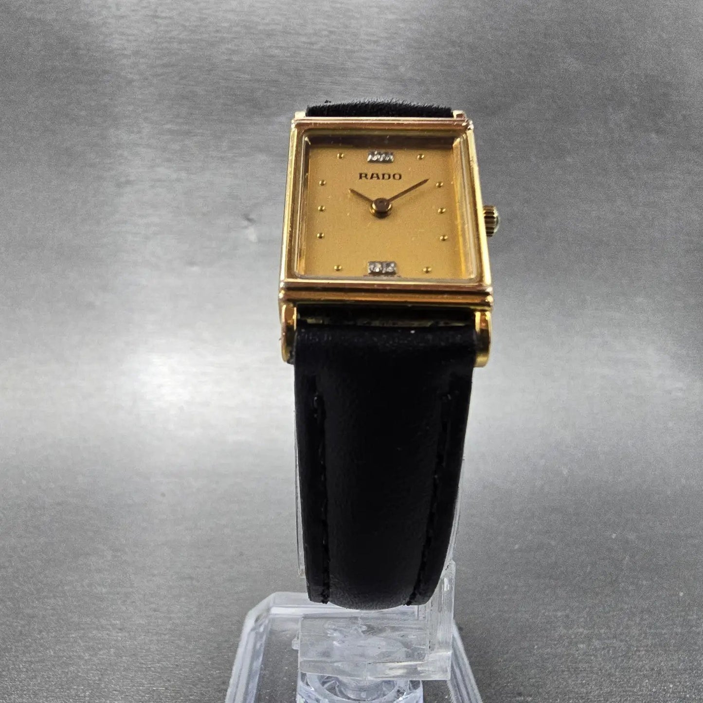 Rado Tank Watch Women 17mm Gold Dial Gold Tone Rectangle 204.5347.2 New Battery5