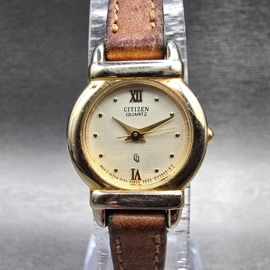 Citizen CQ Watch Women 19mm Champagne Dial Gold Tone Round 5930-K00845 New Batt60