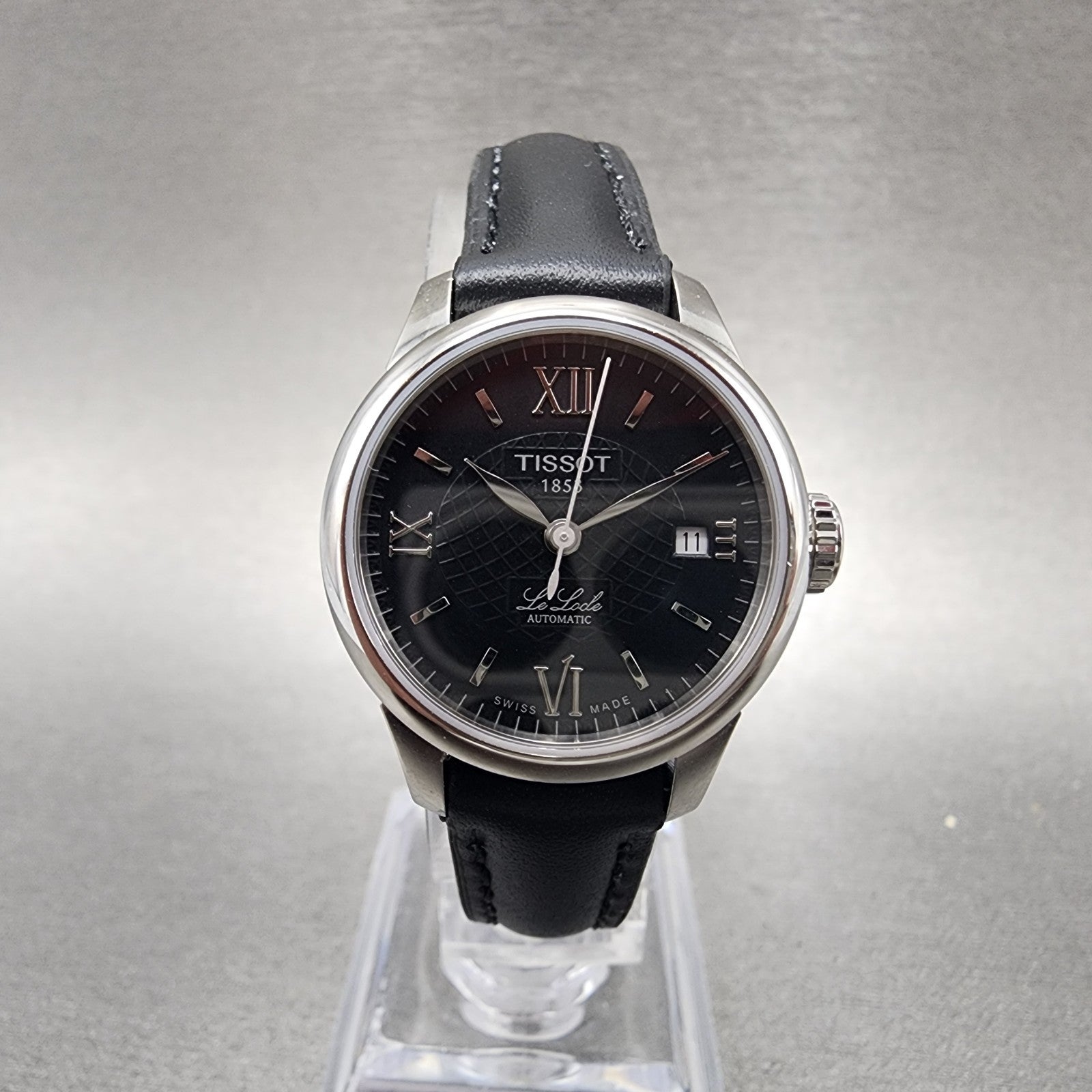 Tissot Le Locle Automatic Watch Women 25mm Black Dial Steel Date Round Works0