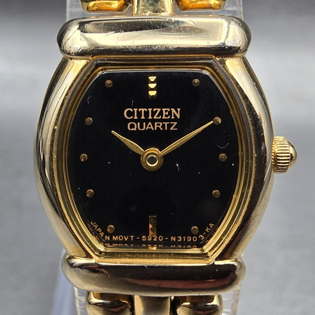 Citizen Watch Women 18mm Black Dial Gold Tone Oval 5920-S44737 New Battery1