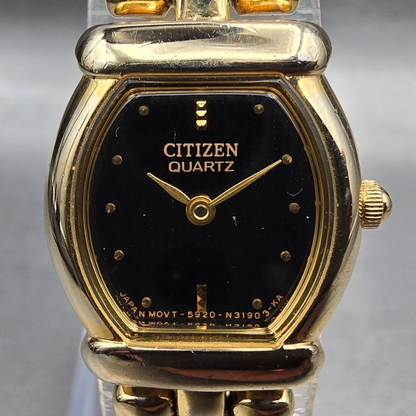 Citizen Watch Women 18mm Black Dial Gold Tone Oval 5920-S44737 New Battery1