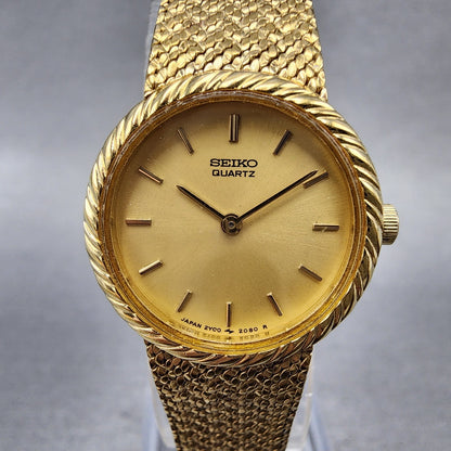 Seiko Watch Women 20mm Champagne Dial Gold Tone Round 2y000330 New Battery1