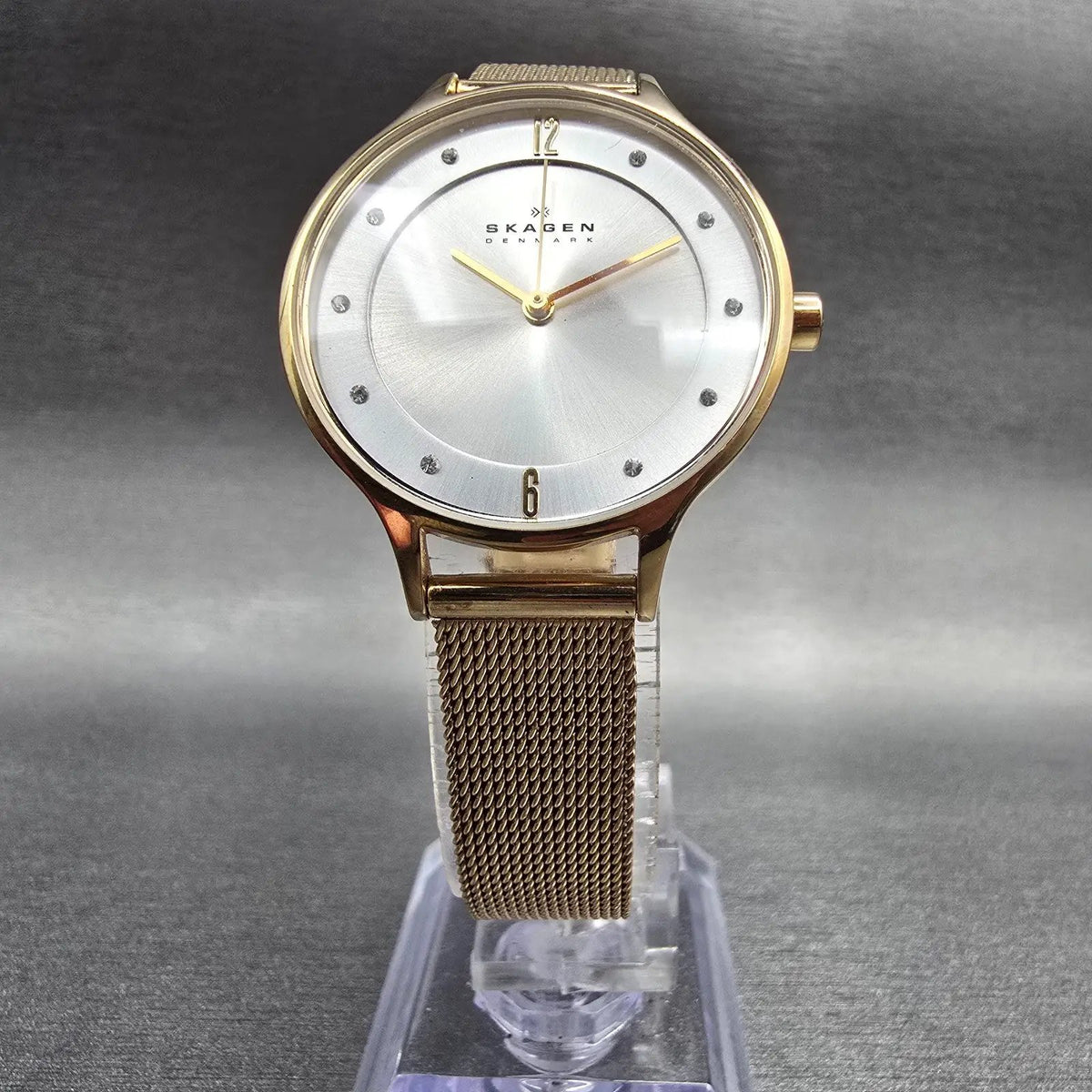 Skagen Anita Watch Women 30mm Silver Dial Gold Tone Round SKW2150 New Battery5