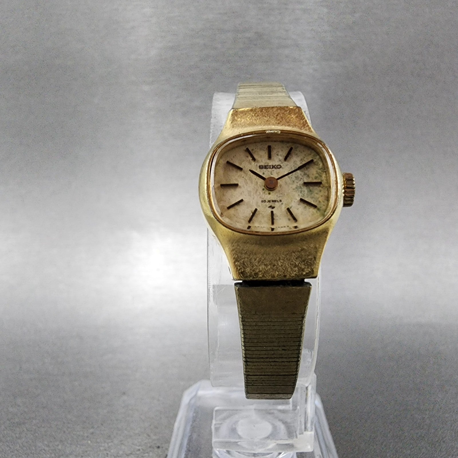 Seiko Watch Women 17mm Champagne Dial Gold Tone Manual 173440 Runs5