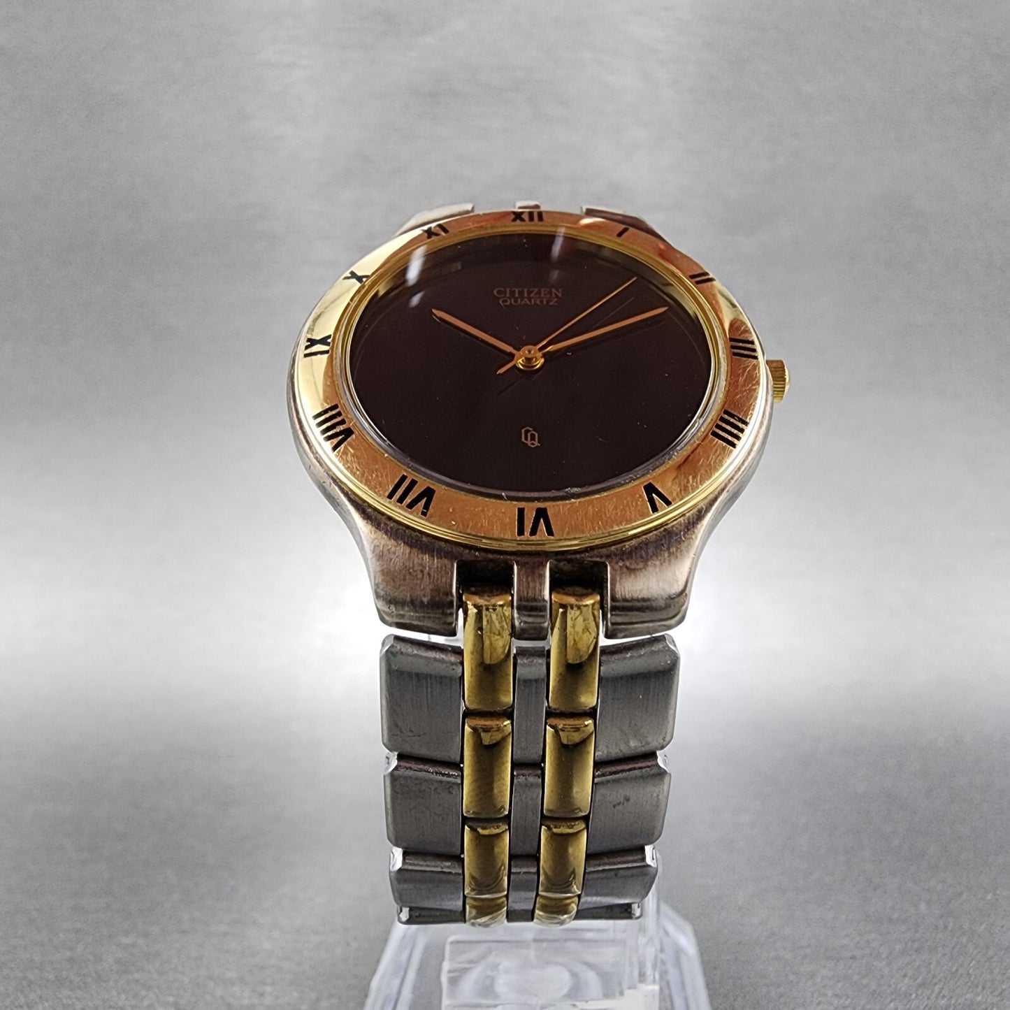 Citizen CQ Watch Men 33mm Black Dial Two Tone Round 5530k04948 New Battery5