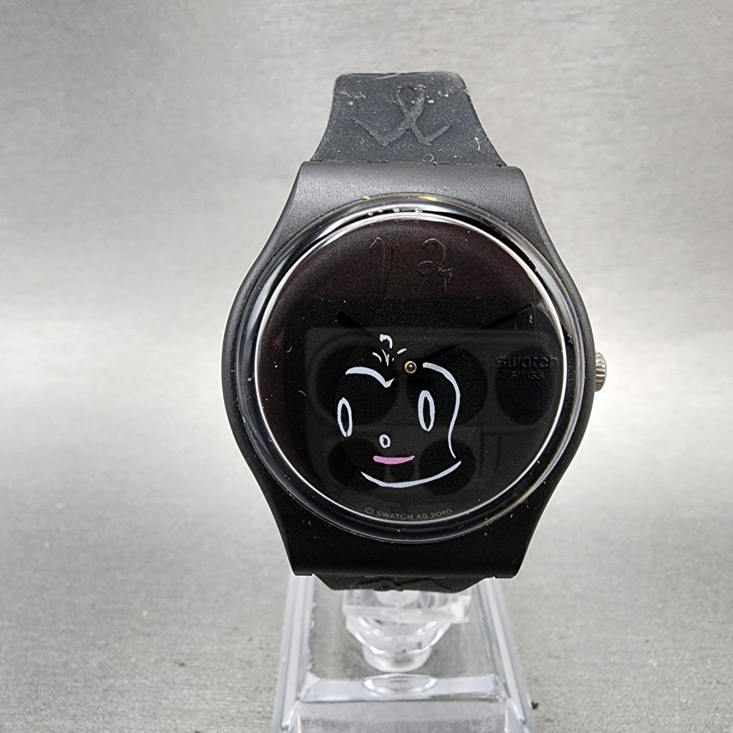 Swatch Midnight Magi Watch Women 34mm Black Dial Black Tone Round New Battery0