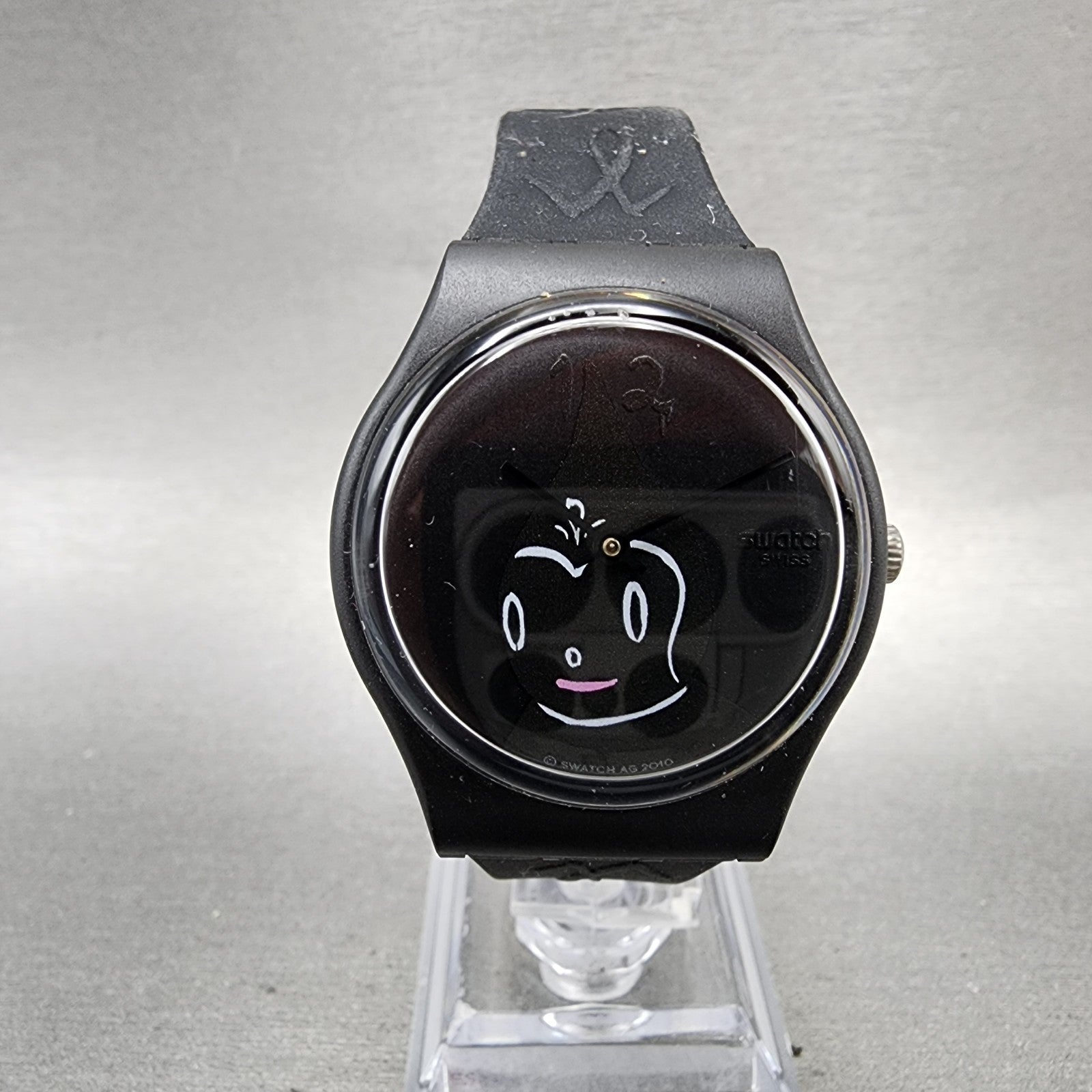 Swatch Midnight Magi Watch Women 34mm Black Dial Black Tone Round New Battery0