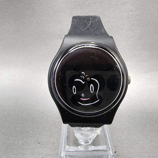 Swatch Midnight Magi Watch Women 34mm Black Dial Black Tone Round New Battery0