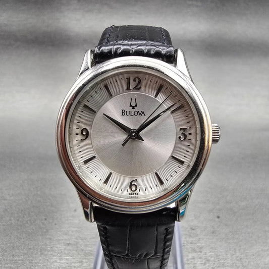 Bulova Watch Women 30mm Silver Dial Silver Tone Round 96T58 New Battery0